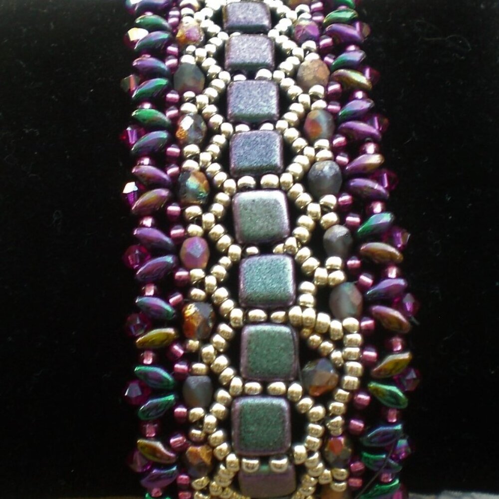 Orchid Tile Bead Bracelet